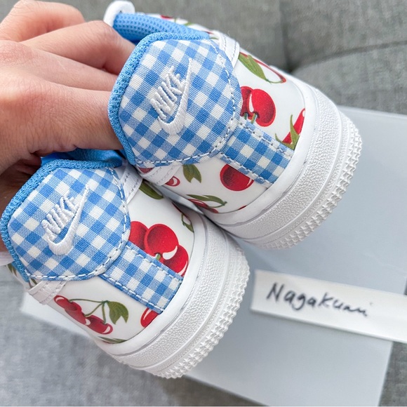 🍒 Nike Air Force 1 low PS white cherry gingham shoes - Picture 4 of 5